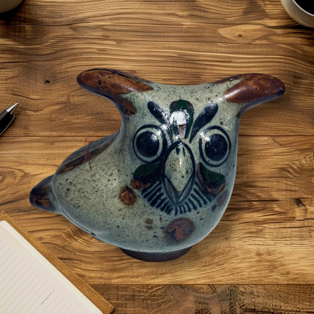 Artistic Ceramic Owl Sculpture